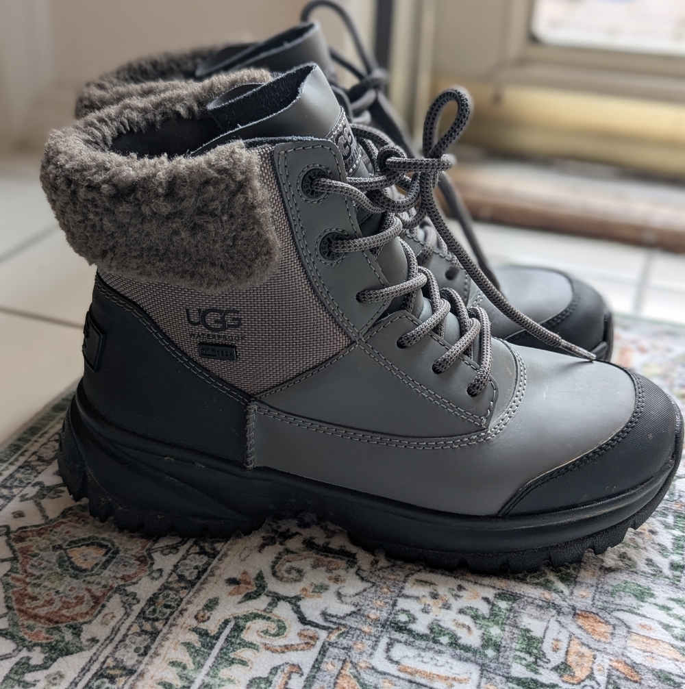 UGG Charcoal and Black Lace-Up Boots